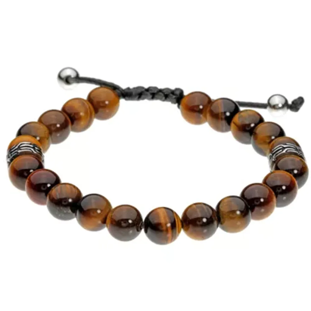 Mens Stainless Steel Beaded Bracelet
