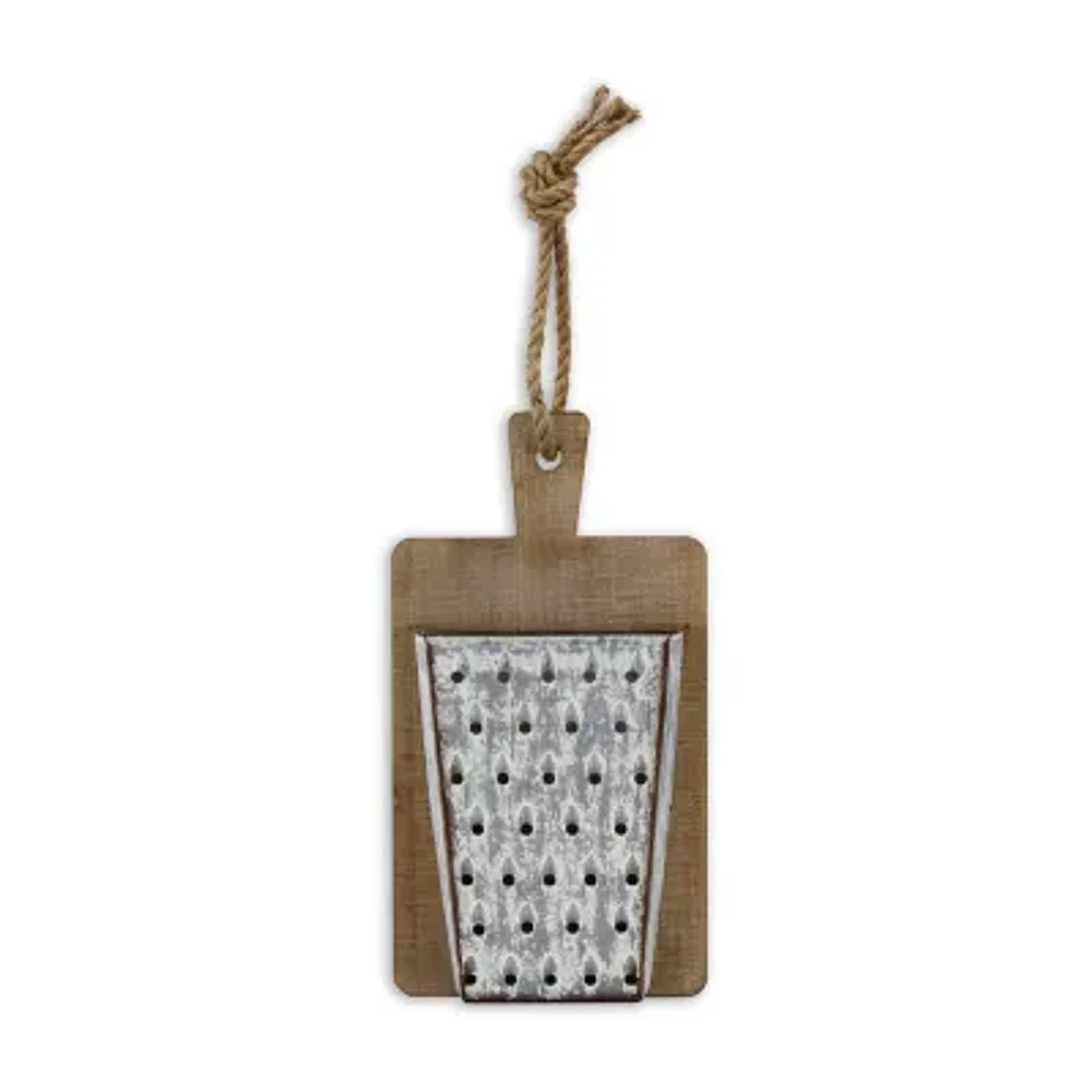 Cheungs Wood And Cheese Grater On Cutting Board Décor Metal Wall Art