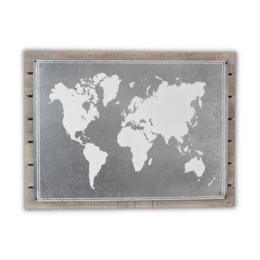 Wood Plank With Epoxy Printed Map Wall Art