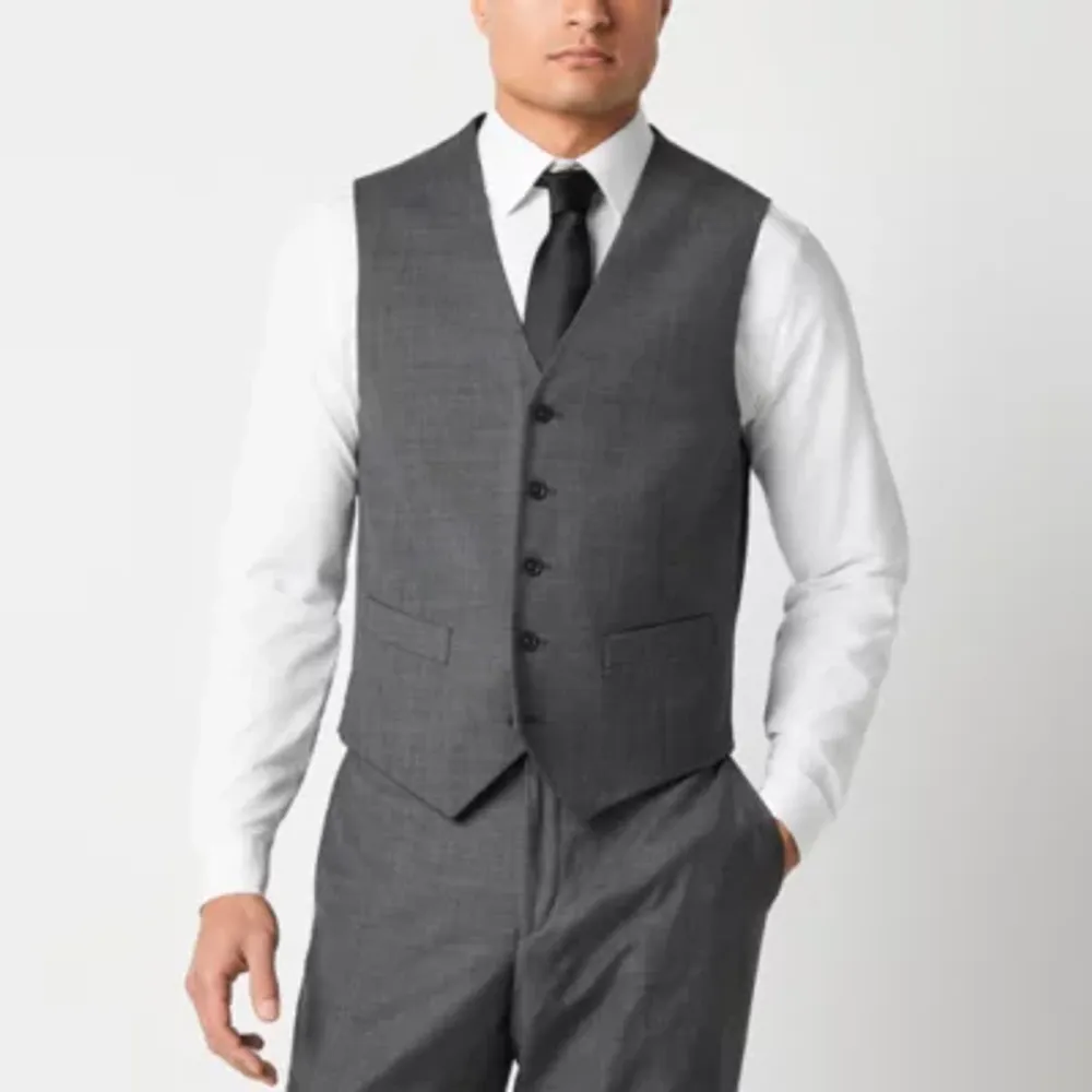 Collection By Michael Strahan Sharkskin Mens Stretch Fabric Modern Fit Suit Vest