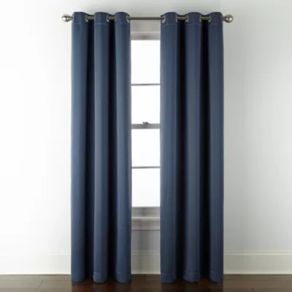 Broadhaven Geneva Solid Grommet Top Blackout Single Curtain Panel