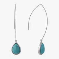 Sparkle Allure Womens Blue Howlite Pure Silver Over Brass Pear Drop Earrings