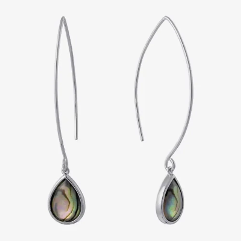 Sparkle Allure Womens Multi Color Abalone Pure Silver Over Brass Pear Drop Earrings