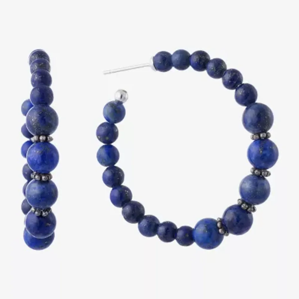 Sparkle Allure Womens Blue Lapis Pure Silver Over Brass Drop Earrings