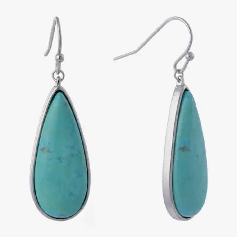 Sparkle Allure Womens Howlite Pure Silver Over Brass Pear Drop Earrings