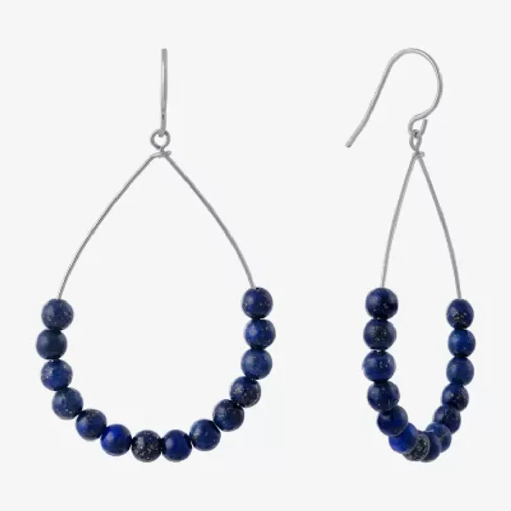 Sparkle Allure Womens Blue Lapis 53.8mm Pear Hoop Earrings