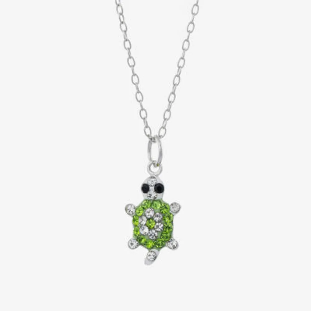 Silver Treasures Womens Crystal Sterling Silver 18 Inch Pendant Necklace