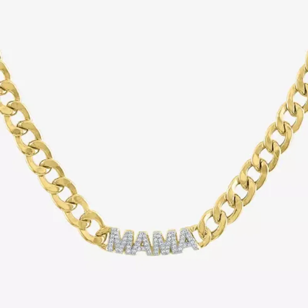 Diamond Addiction "Mama" Womens 1/10 CT. T.W. Natural White Diamond 14K Gold Over Silver Sterling Silver 18 Inch Pendant Necklace