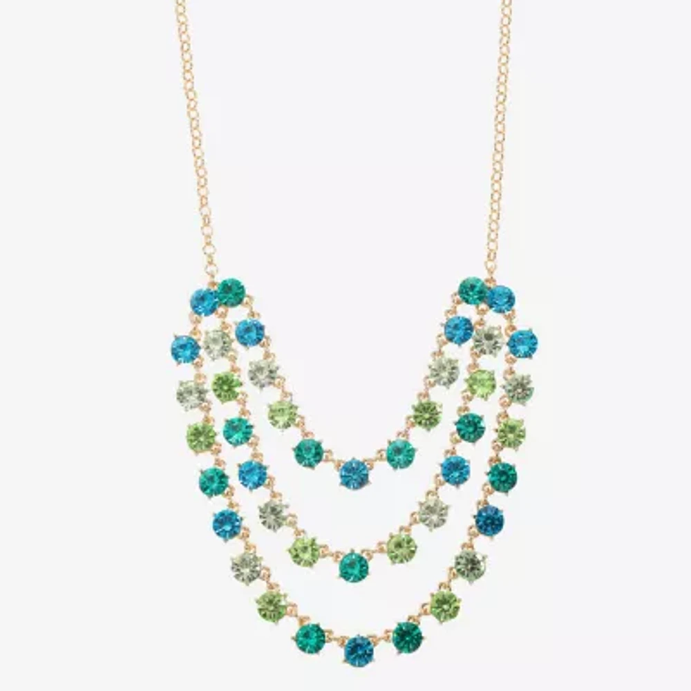 Monet Jewelry Ombre Womens Glass Gold Tone 18 Inch Strand Necklace