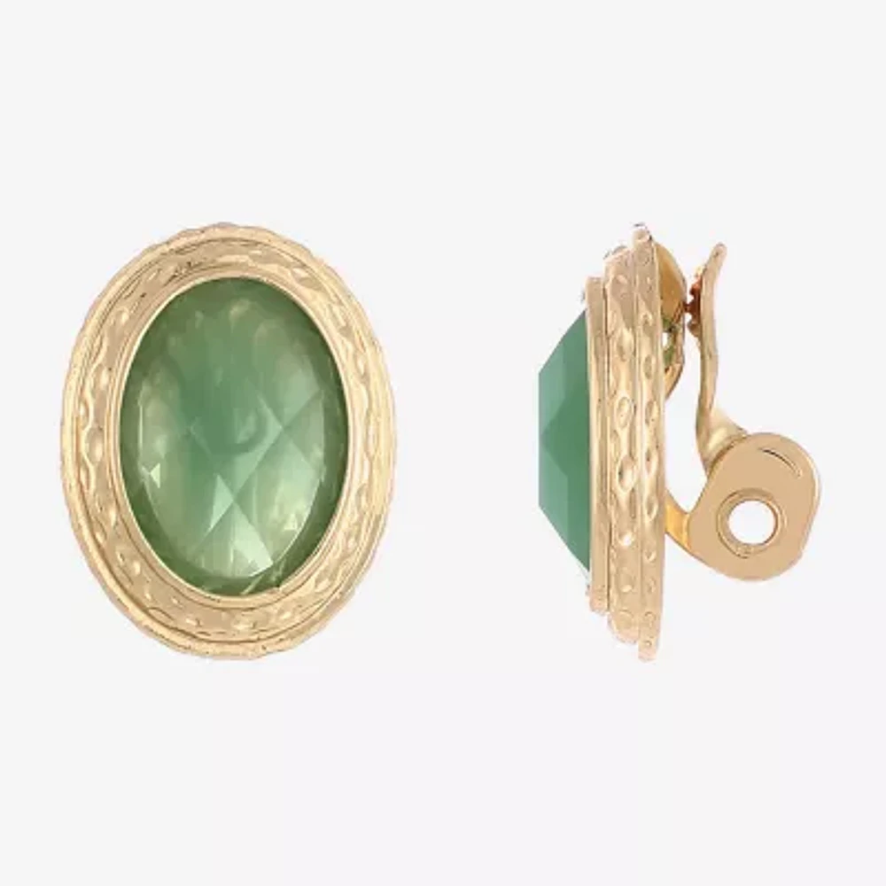 Monet Jewelry Gold Tone Womens Oval Clip On Earrings
