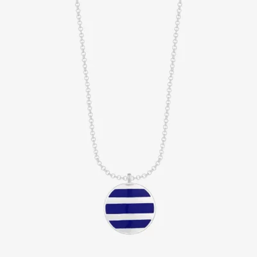 Liz Claiborne Striped Enamel Womens 34 Inch Pendant Necklace