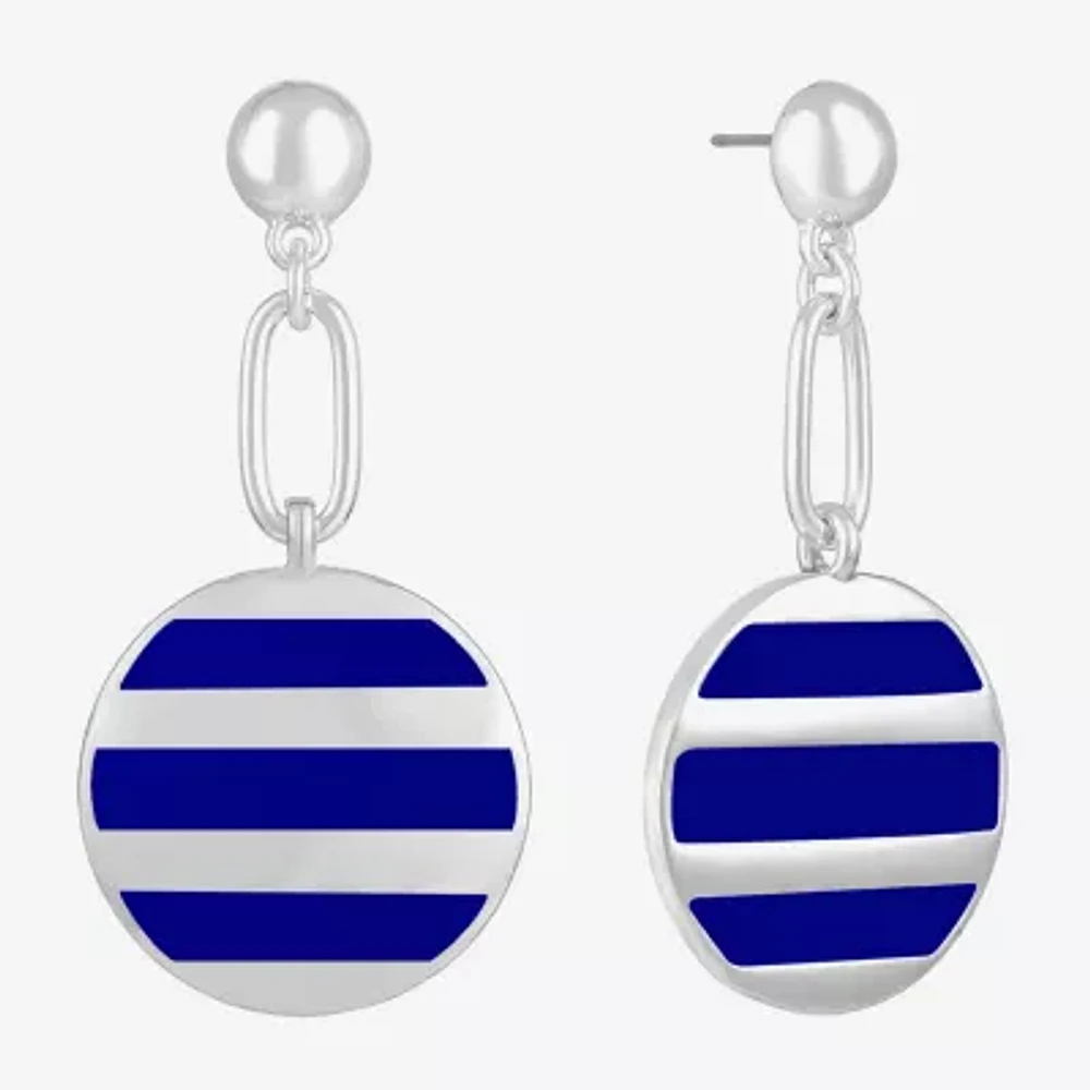 Liz Claiborne Paperclip Striped Enamel Womens Hypoallergenic Drop Earrings