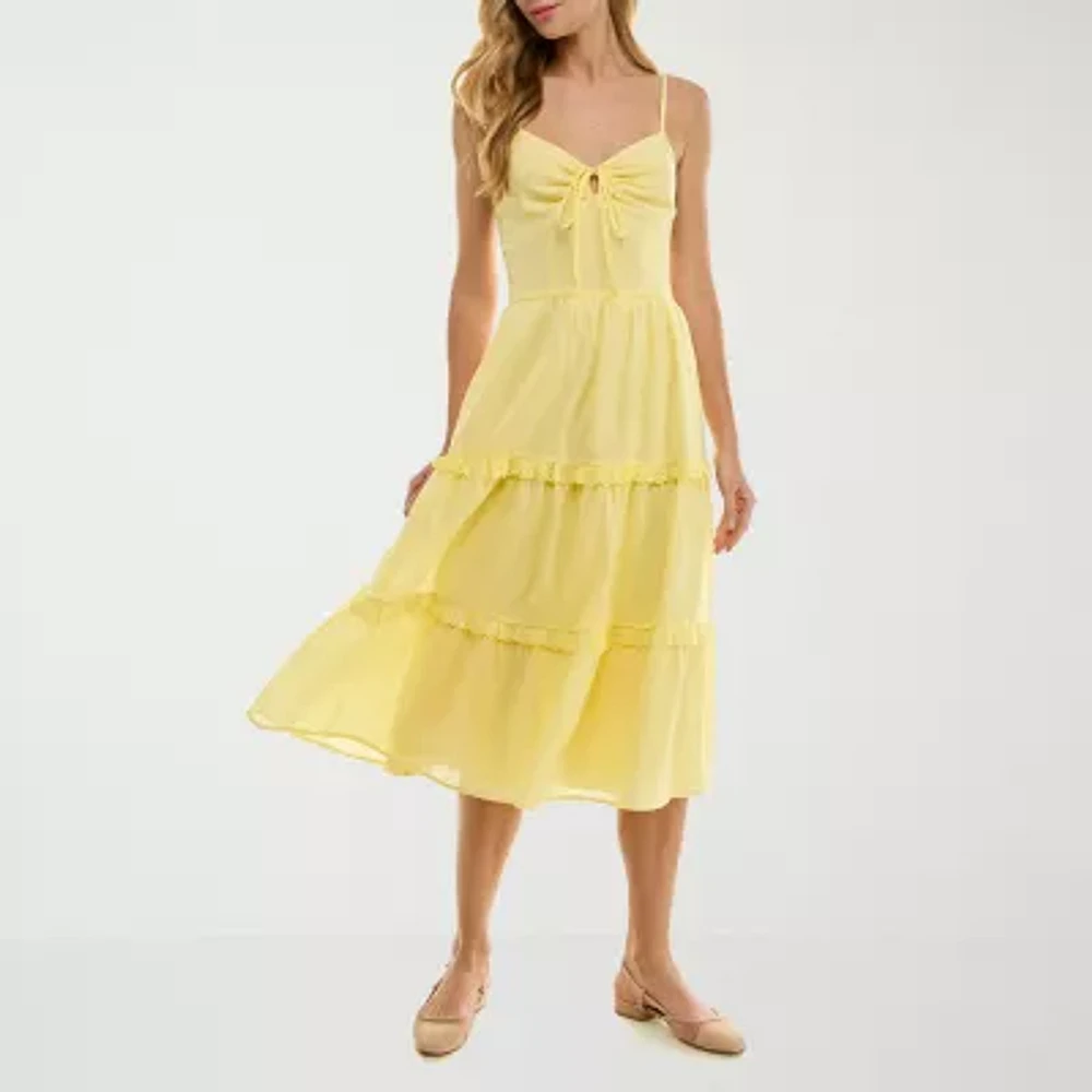 City Triangle Womens Midi Juniors Fit + Flare Dress
