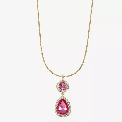 Monet Jewelry Halo Womens Glass Cushion Pear 17 Inch Pendant Necklaces