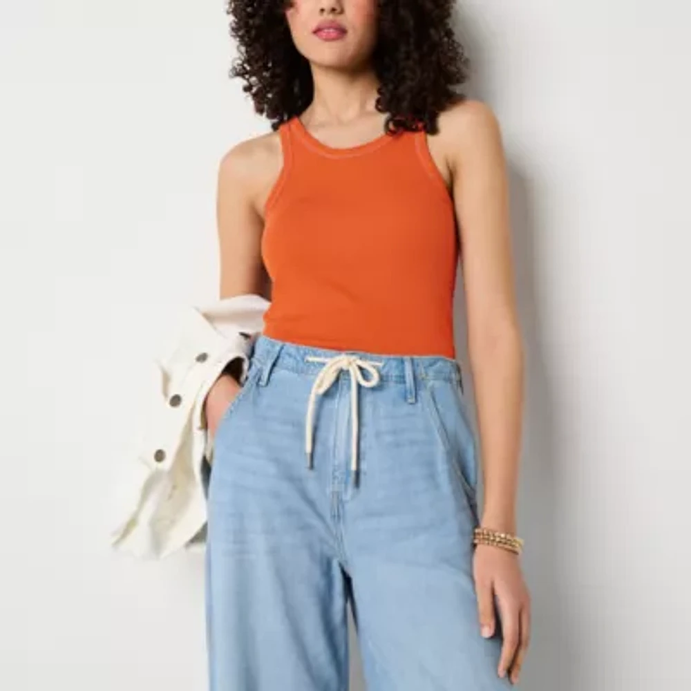 a.n.a Ribbed Womens U Neck Sleeveless Tank Top