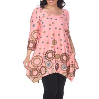 White Mark Plus Erie Womens Scoop Neck 3/4 Sleeve Tunic Top
