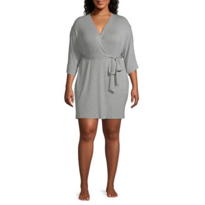 Ambrielle Womens-Plus Kimono Robe 3/4 Sleeve Knee Length