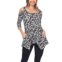 White Mark Womens Scoop Neck 3/4 Sleeve Tunic Top