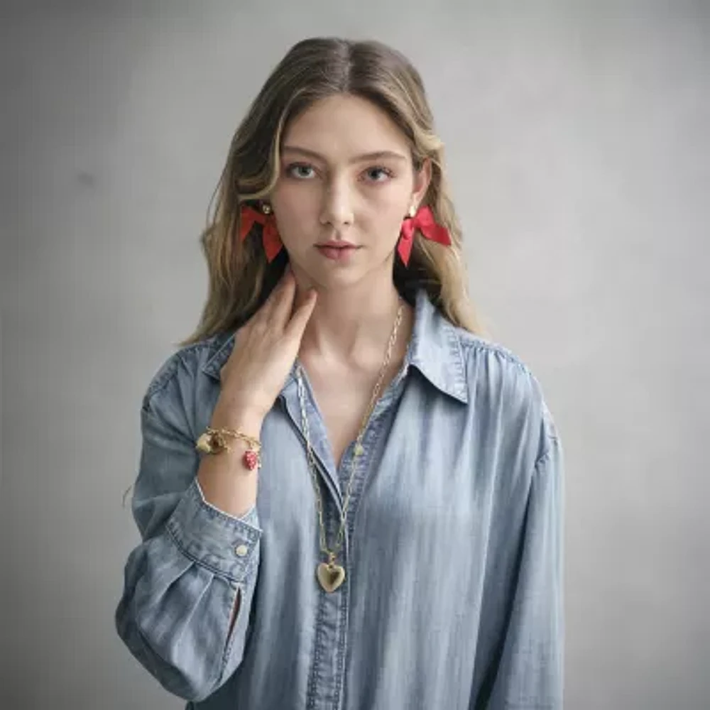 Bijoux Bar Gold Tone Womens Bow Hypoallergenic Drop Earrings