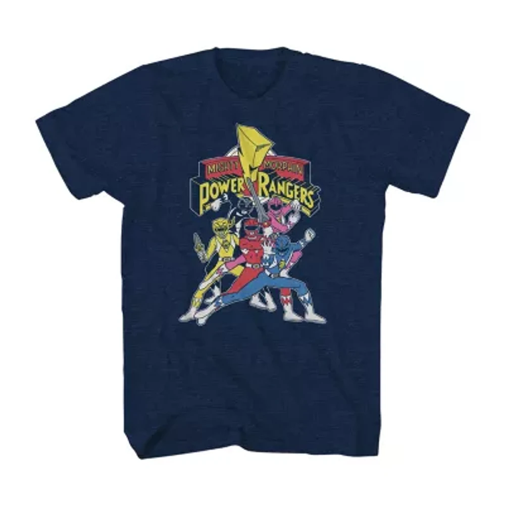 Mens Crew Neck Short Sleeve Regular Fit Power Rangers Big and Tall Graphic T-Shirt