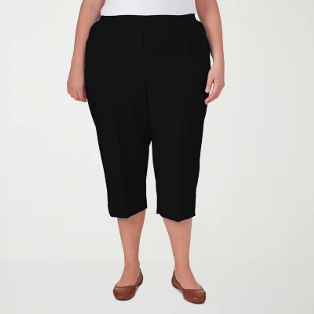 Alfred Dunner Classics Womens Straight Mid Rise Fit Plus Capri Pant