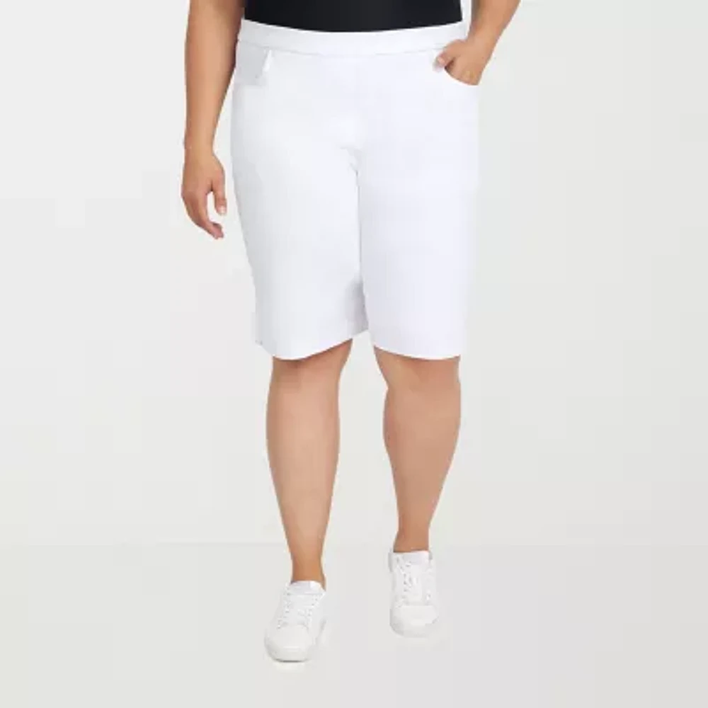 Alfred Dunner Classics Womens 14" Mid Rise - Plus Stretch Fabric Bermuda Short