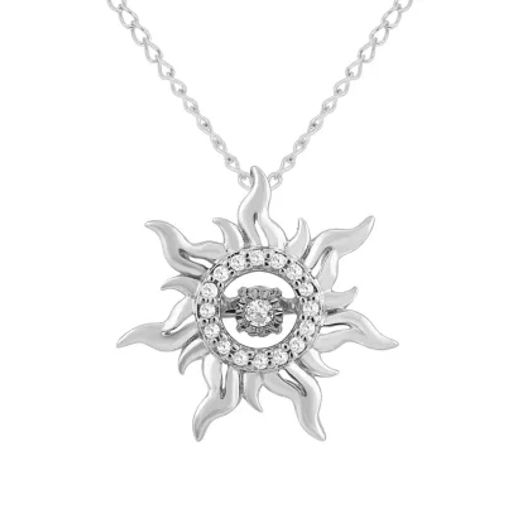 Enchanted Disney Fine Jewelry Womens Diamond-Accent Sterling SIlver "Rapunzel" Twinkling Pendant Necklace"
