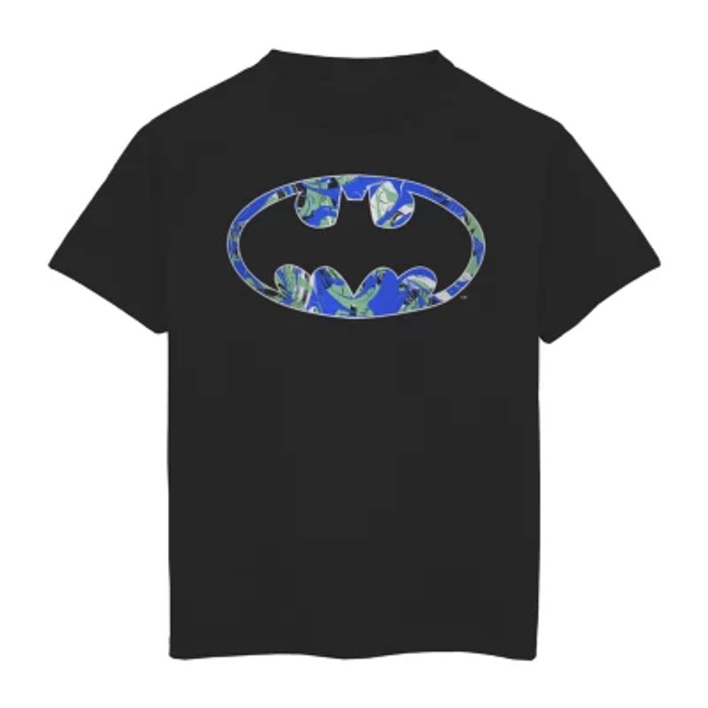 Little & Big Kid Boys Round Neck Short Sleeve Regular Fit Batman Graphic T-Shirt