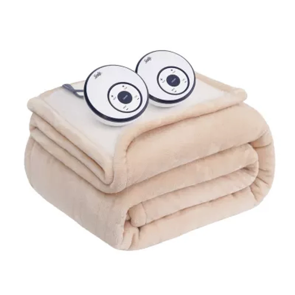 Sealy® Flannel & Sherpa Heated Midweight Blanket