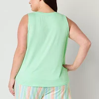 Sleep Chic Womens V Neck Sleeveless Plus Pajama Top