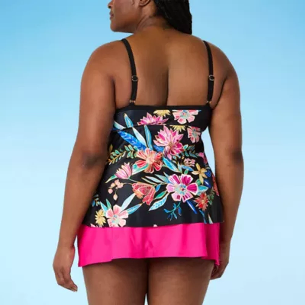 Sonnet Shores Womens Floral Tankini Swimsuit Top