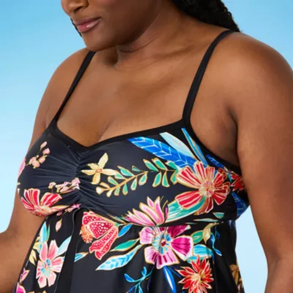 Sonnet Shores Womens Floral Tankini Swimsuit Top