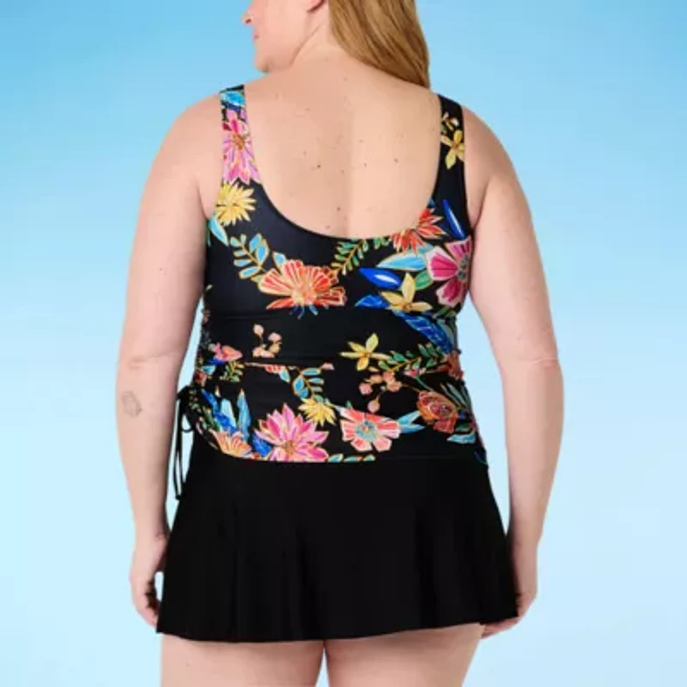 Sonnet Shores Womens Floral Plus Swim Dress