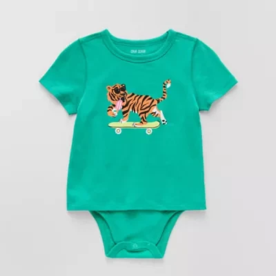 Okie Dokie Toddler Boys Easy-on + Easy-off Sensory Friendly Adaptive Crew Neck Short Sleeve Bodysuit