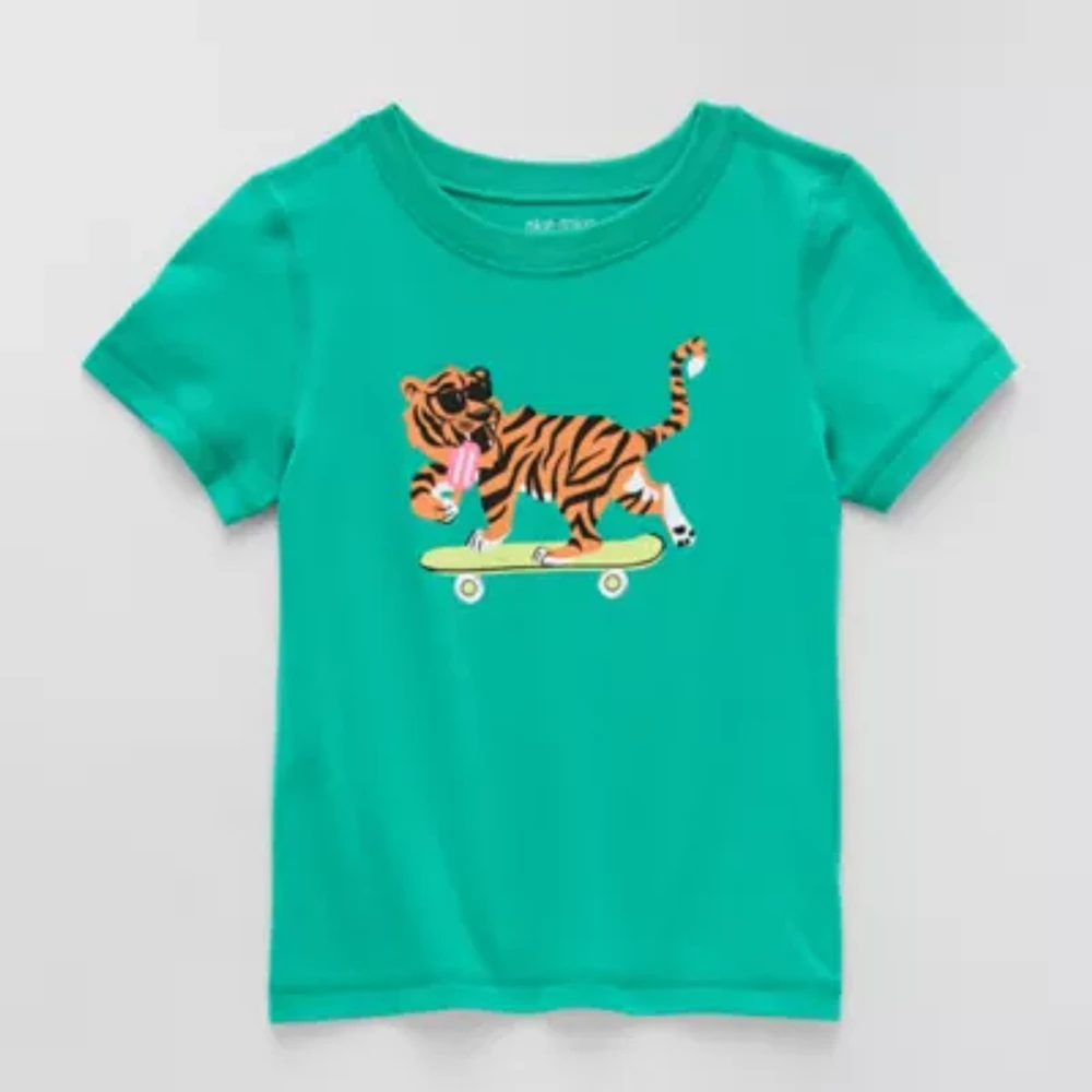 Okie Dokie Toddler & Little Boys Easy-on + Easy-off Sensory Friendly Crew Neck Short Sleeve Adaptive Graphic T-Shirt