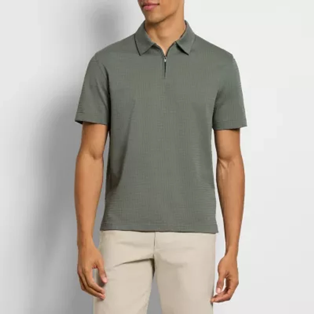 Van Heusen Essential Zip Mens Short Sleeve Polo Sweater