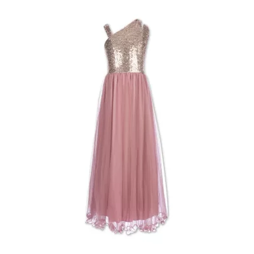 Speechless Big Kid Girls Sleeveless One Shoulder Sleeve Maxi Dress