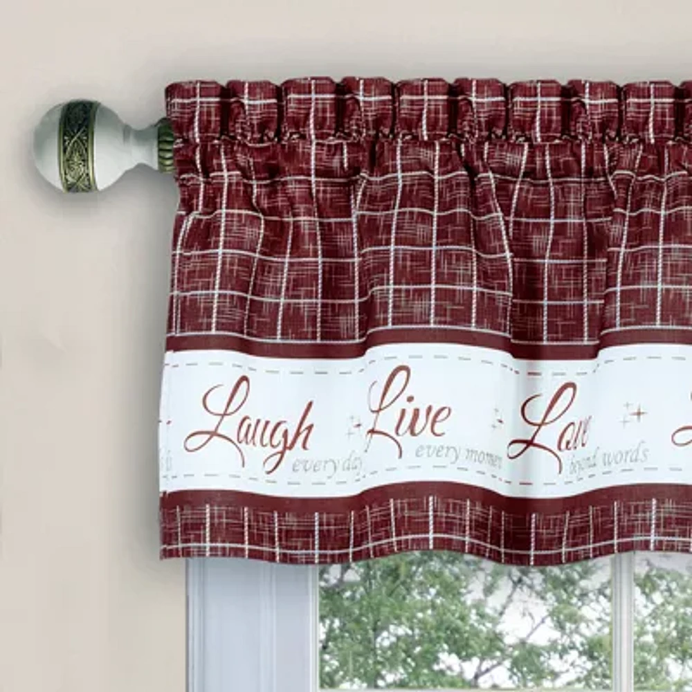 Achim Live; Love; Laugh 3-pc. Rod Pocket Kitchen Curtains & Drapes Window Set