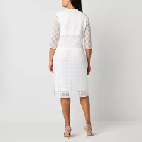 Maya Brooke Womens Windowpane Jacket Dress