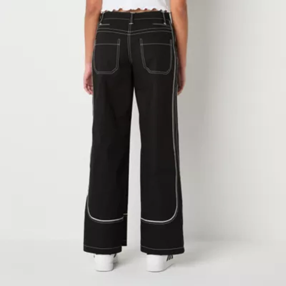 Forever 21 Womens Wide Leg Low Rise Regular Fit Juniors Pull-On Pant