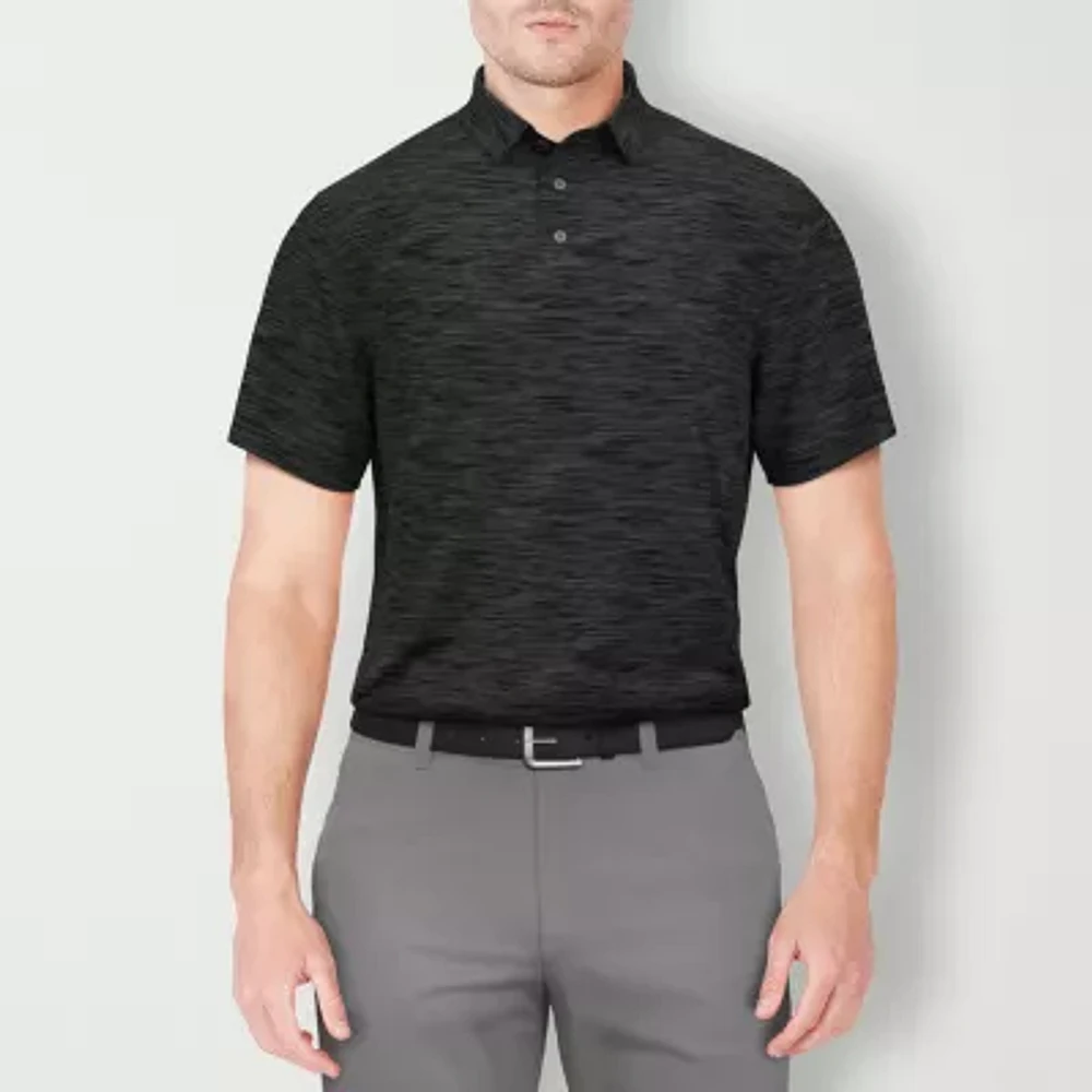 PGA TOUR Airflux Heathered Mens Regular Fit Short Sleeve Polo Shirt