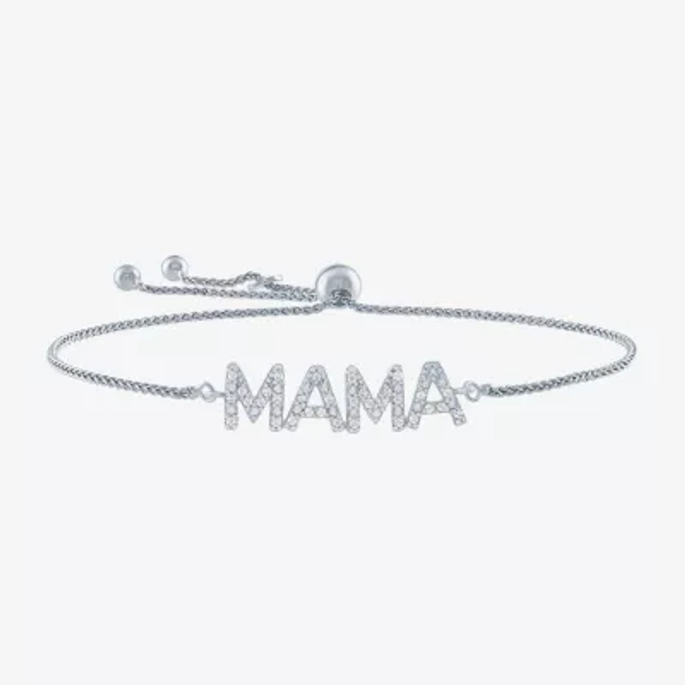 "Mama" (G-H / I1-I2) Womens 1/10 CT. T.W. Lab Grown White Diamond Sterling Silver Bolo Bracelet