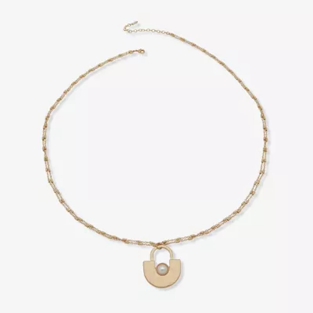 a.n.a Two Tone Hammered Womens 32 Inch Pendant Necklace