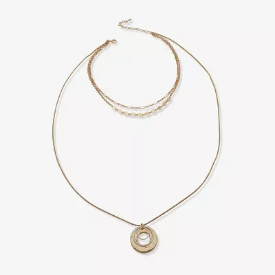 a.n.a Hammered Womens 16 Inch Strand Necklace