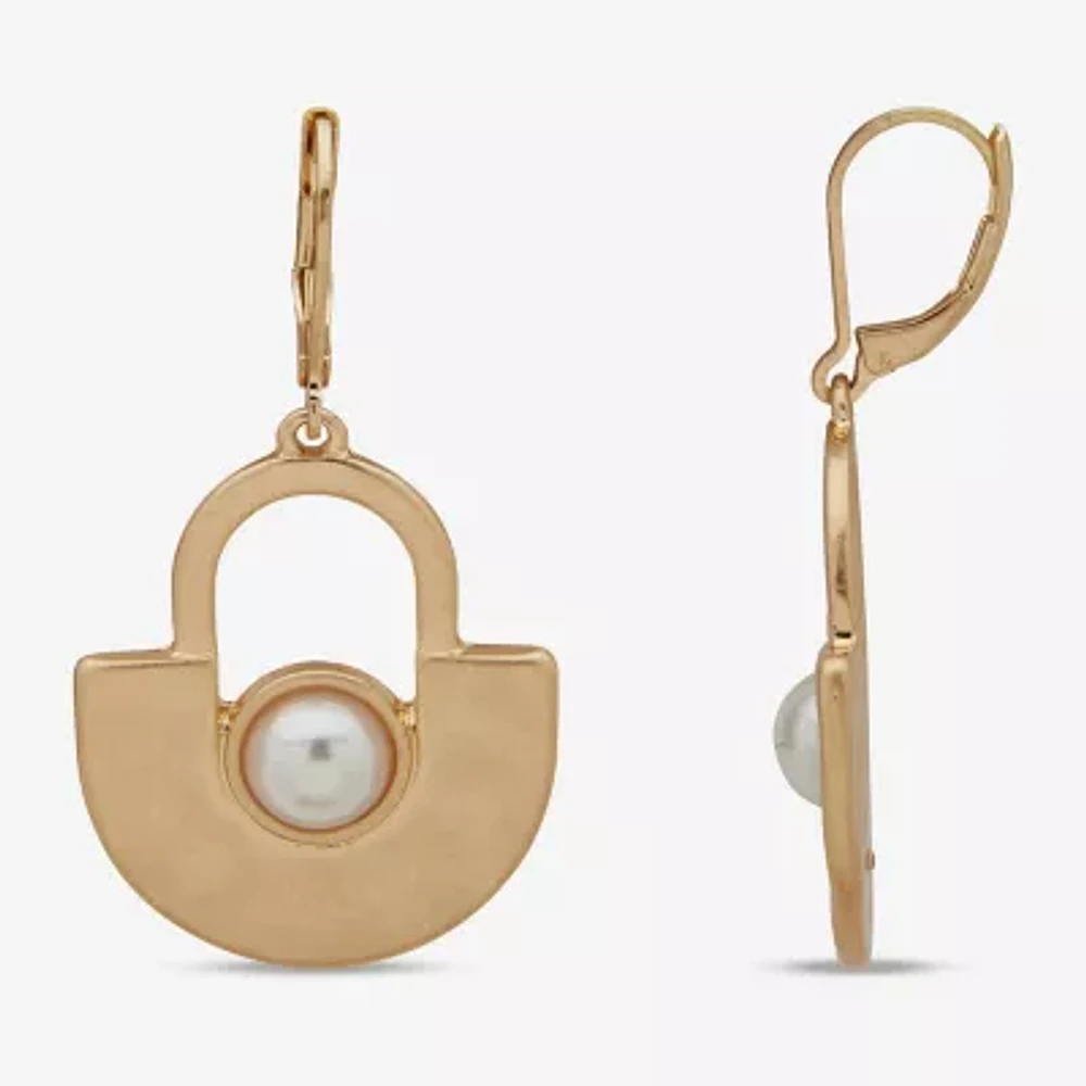 a.n.a Two Tone Hammered Womens Drop Earrings