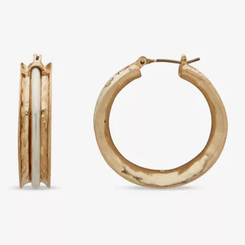 a.n.a Two Tone Hammered Womens 32mm Hoop Earrings