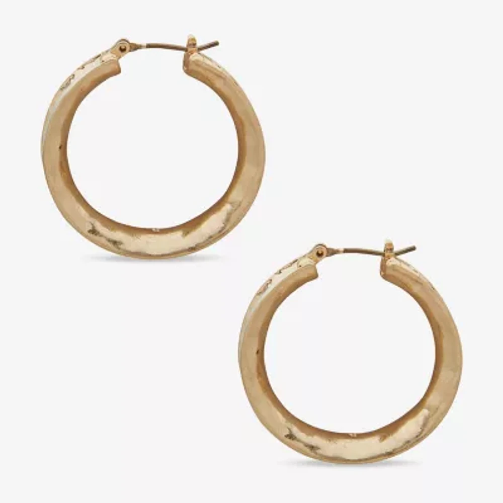 a.n.a Two Tone Hammered Womens 32mm Hoop Earrings