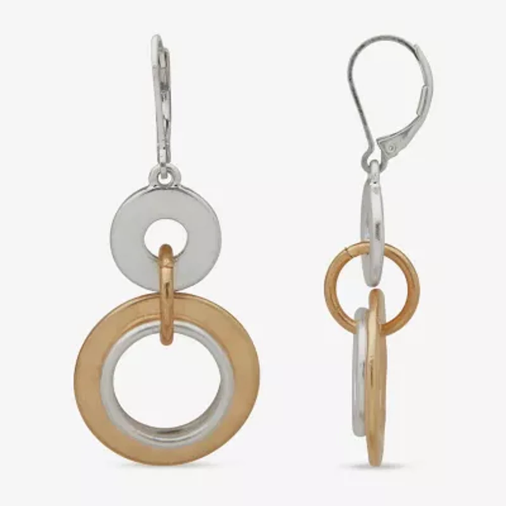 a.n.a Two Tone Hammered Womens Drop Earrings