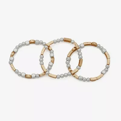 a.n.a Two Tone Hammered Womens 3-pc. Bracelet Set