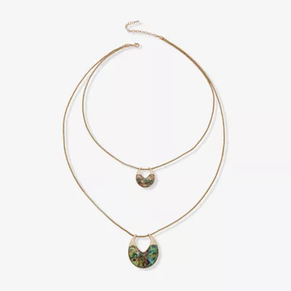 a.n.a Gold Tone Womens Inch Pendant Necklace
